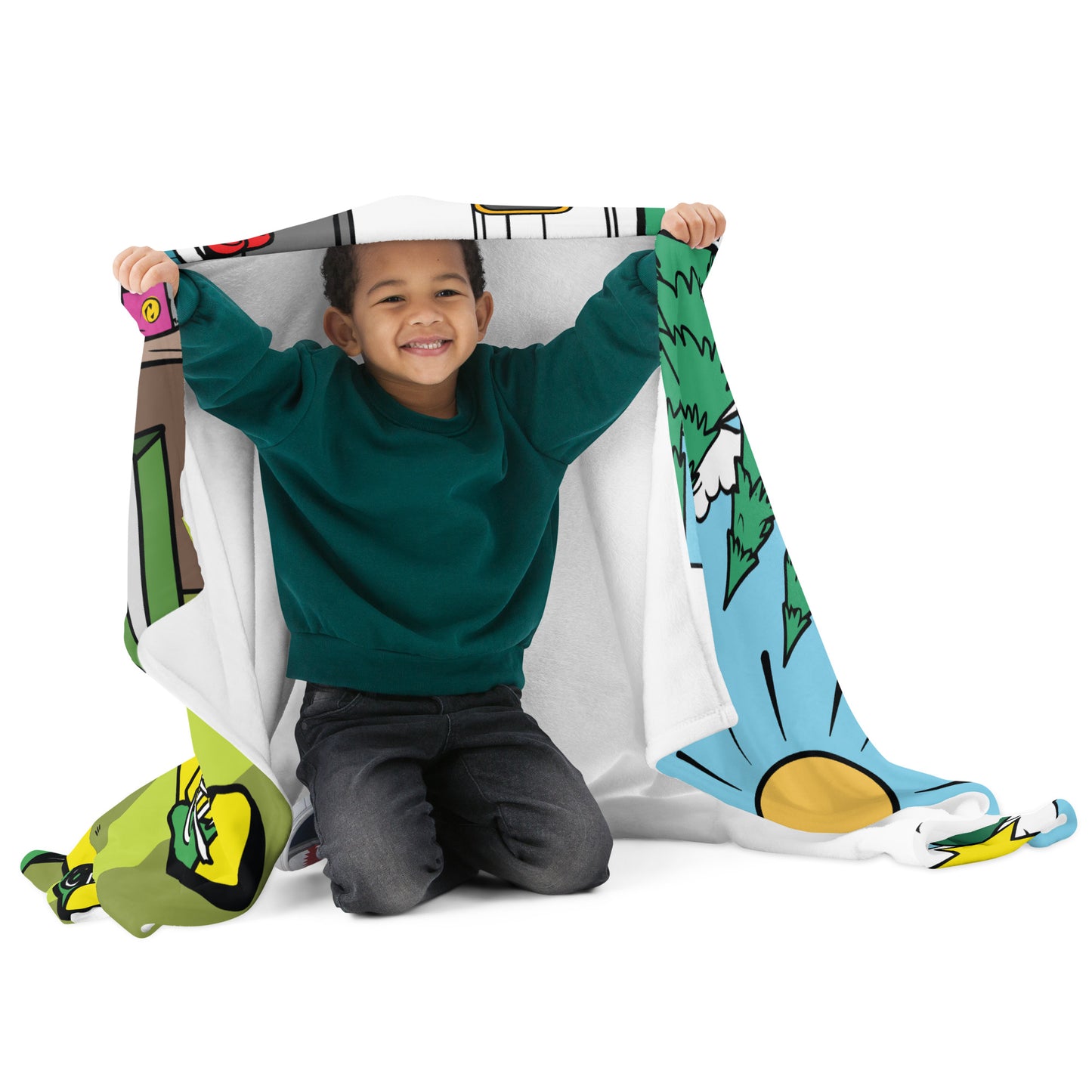 Summer Santa Camping Throw Blanket – Fun Holiday Design