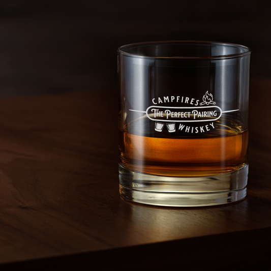 Laser-Engraved Whiskey Tumbler – "Campfires and Whiskey, The Perfect Pairing"