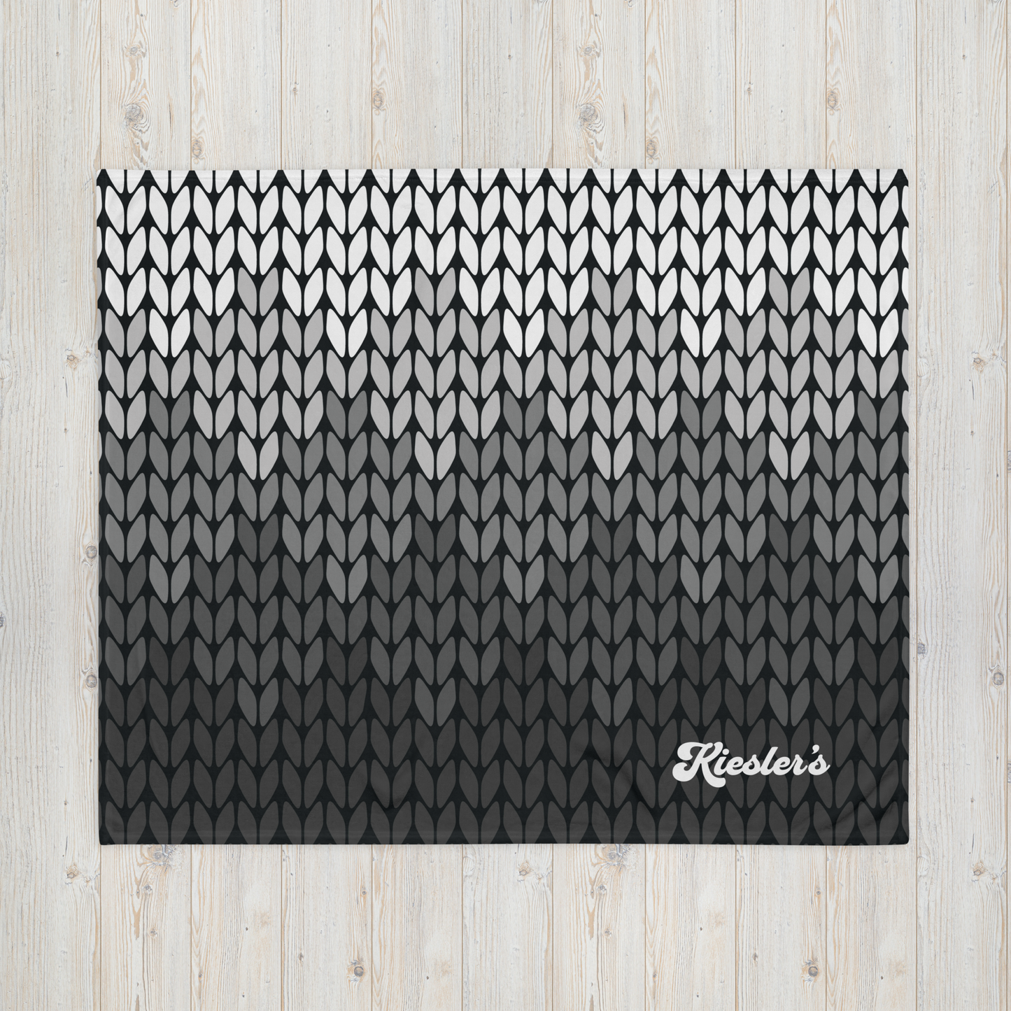 Kiesler’s Black Faux Knit Pattern Throw Blanket – Soft Silk Touch