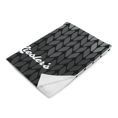 Kiesler’s Black Faux Knit Pattern Throw Blanket – Soft Silk Touch